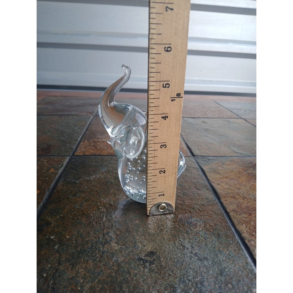Vintage Glass Elephant Trunk Up Figurine Controlled‎ Bubbles MCM Art Glass 5.5" - Picture 7 of 7
